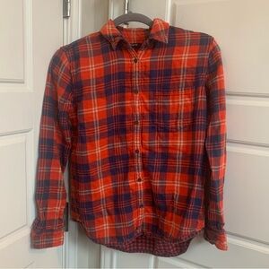Madewell 100% Cotton Red Plaid Flannel Long Sleeve Button Down, Size XS
